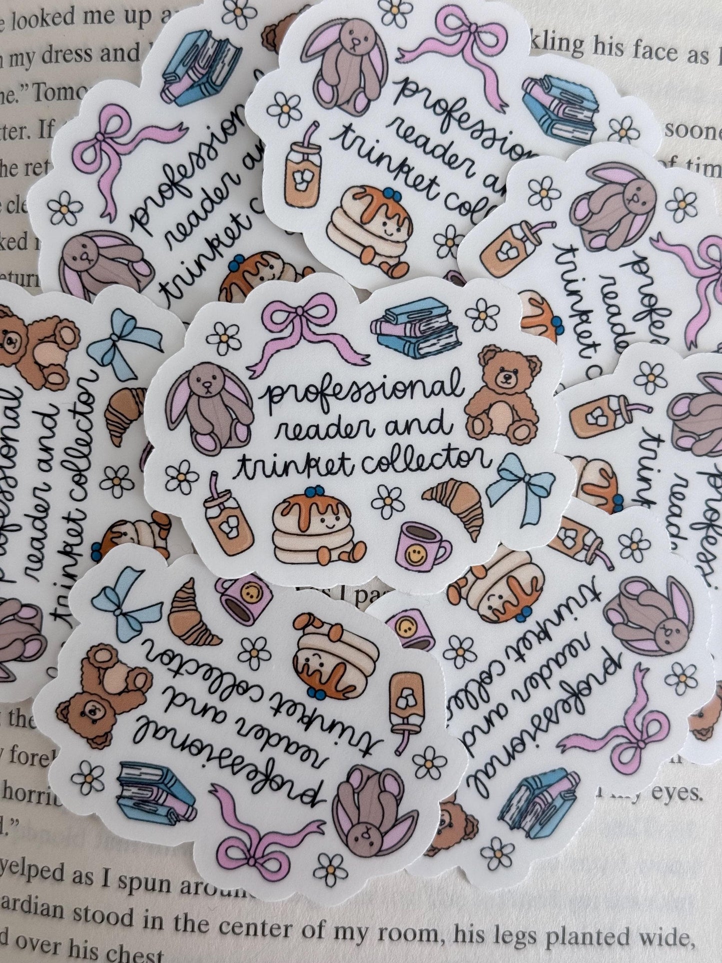 Professional Reader and Trinket Collector Vinyl Sticker | Paper & Glow