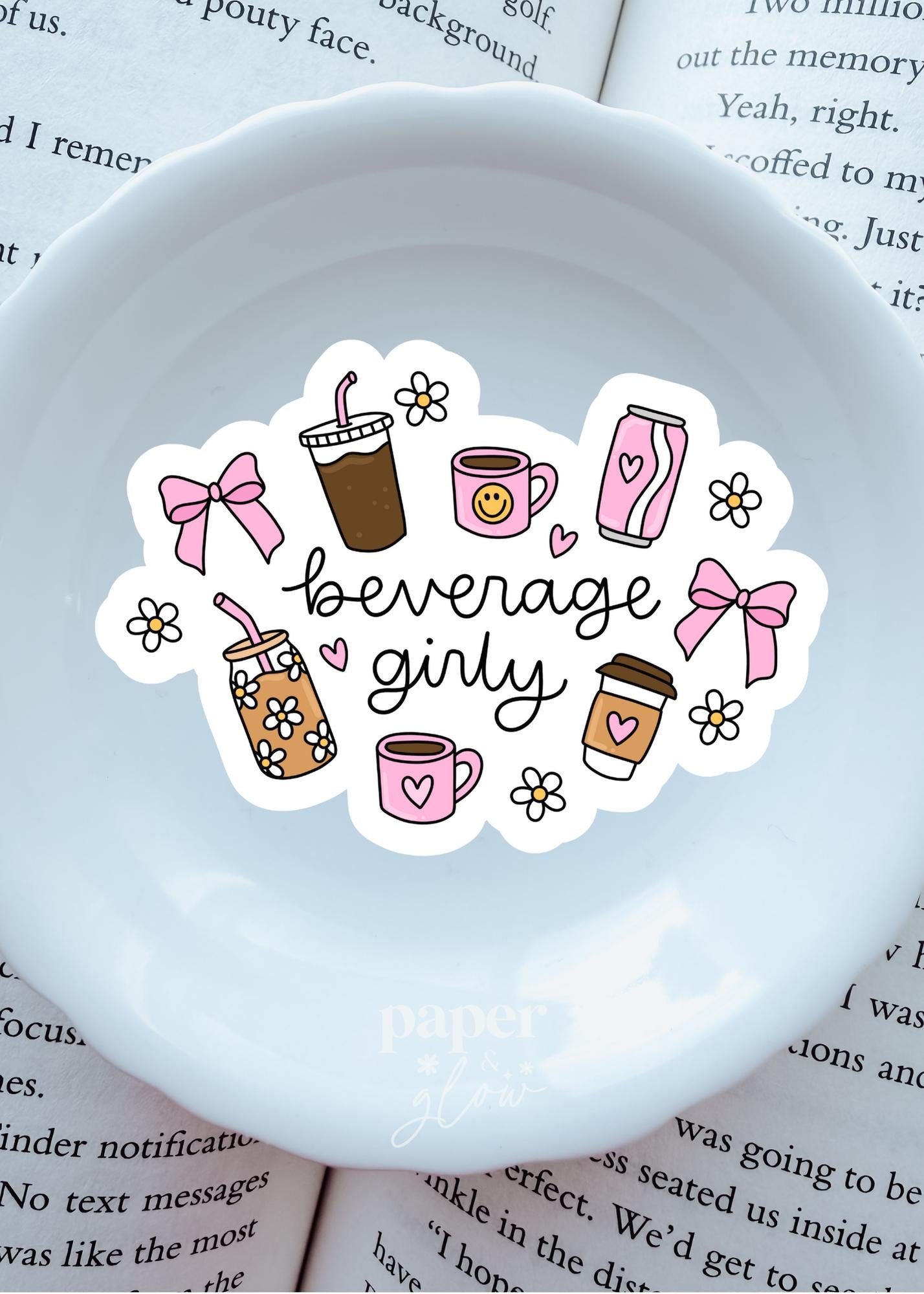 Beverage Girly Vinyl Sticker | Paper and Glow