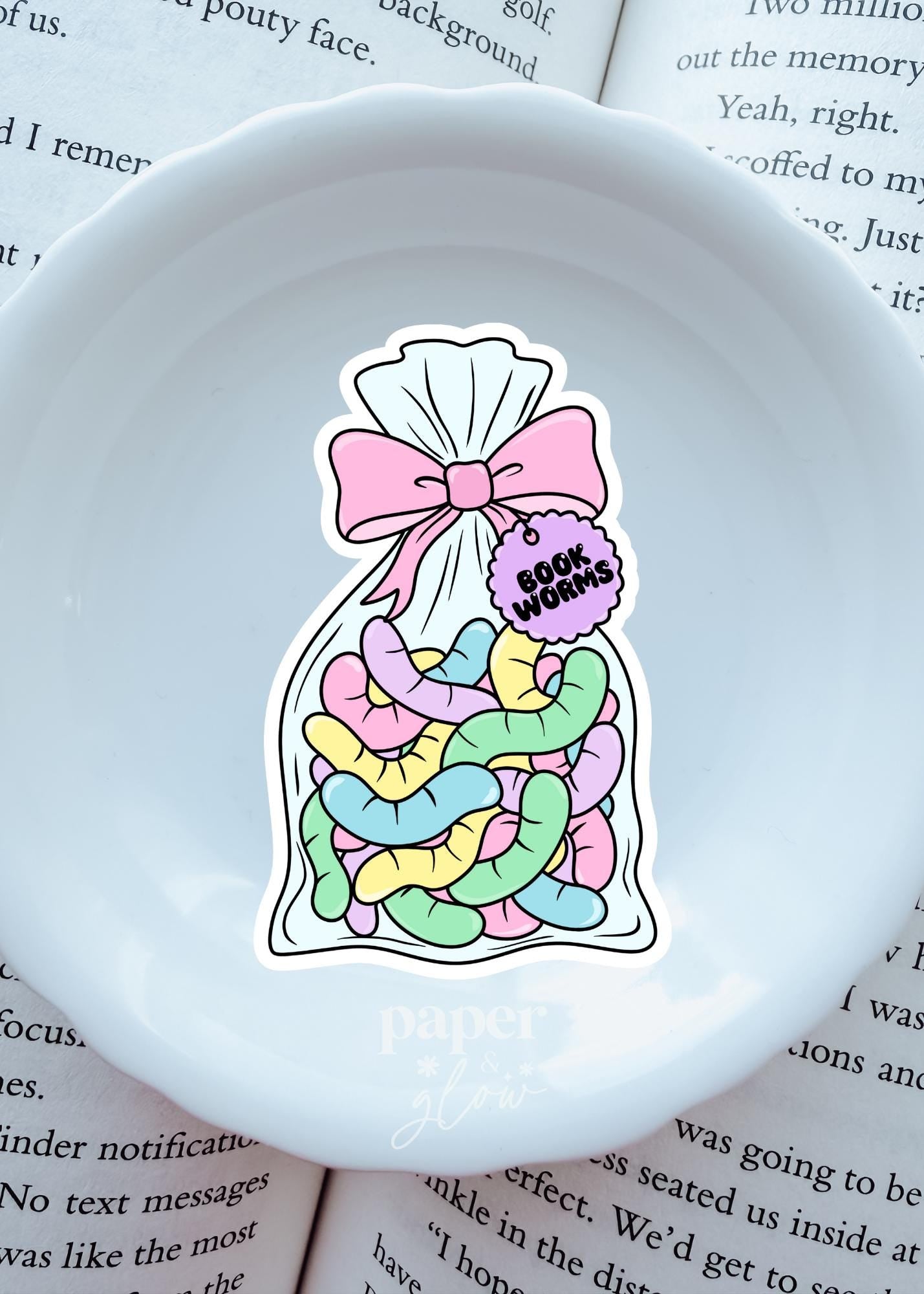 Gummy Bookworms Sticker Vinyl Sticker | Paper and Glow