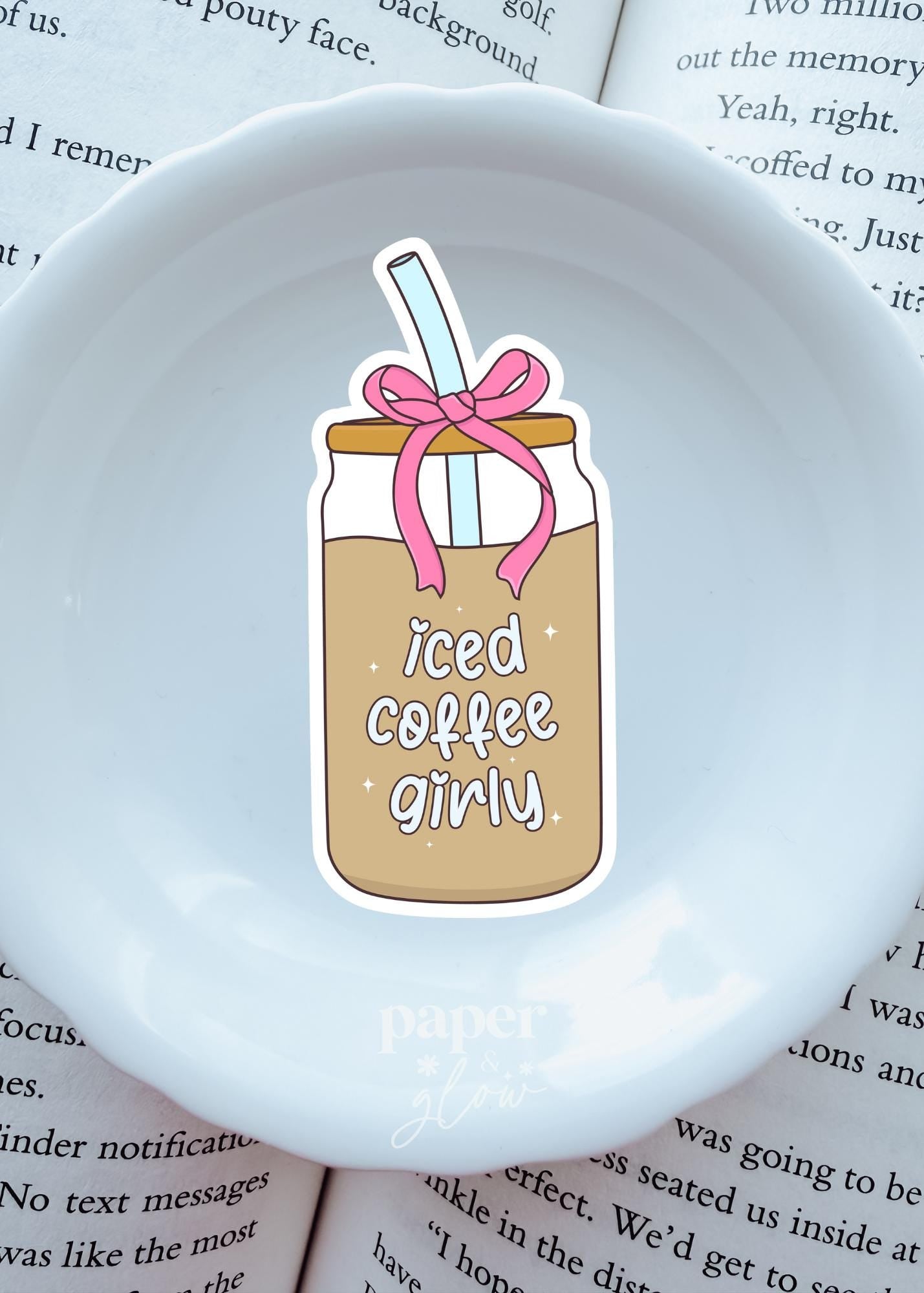Iced Coffee Girly Sticker Vinyl Sticker | Paper and Glow