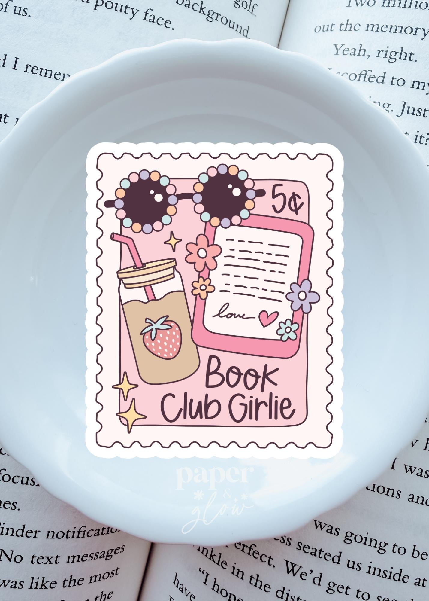 Book Club Girly Stamp Vinyl Sticker | Paper and Glow