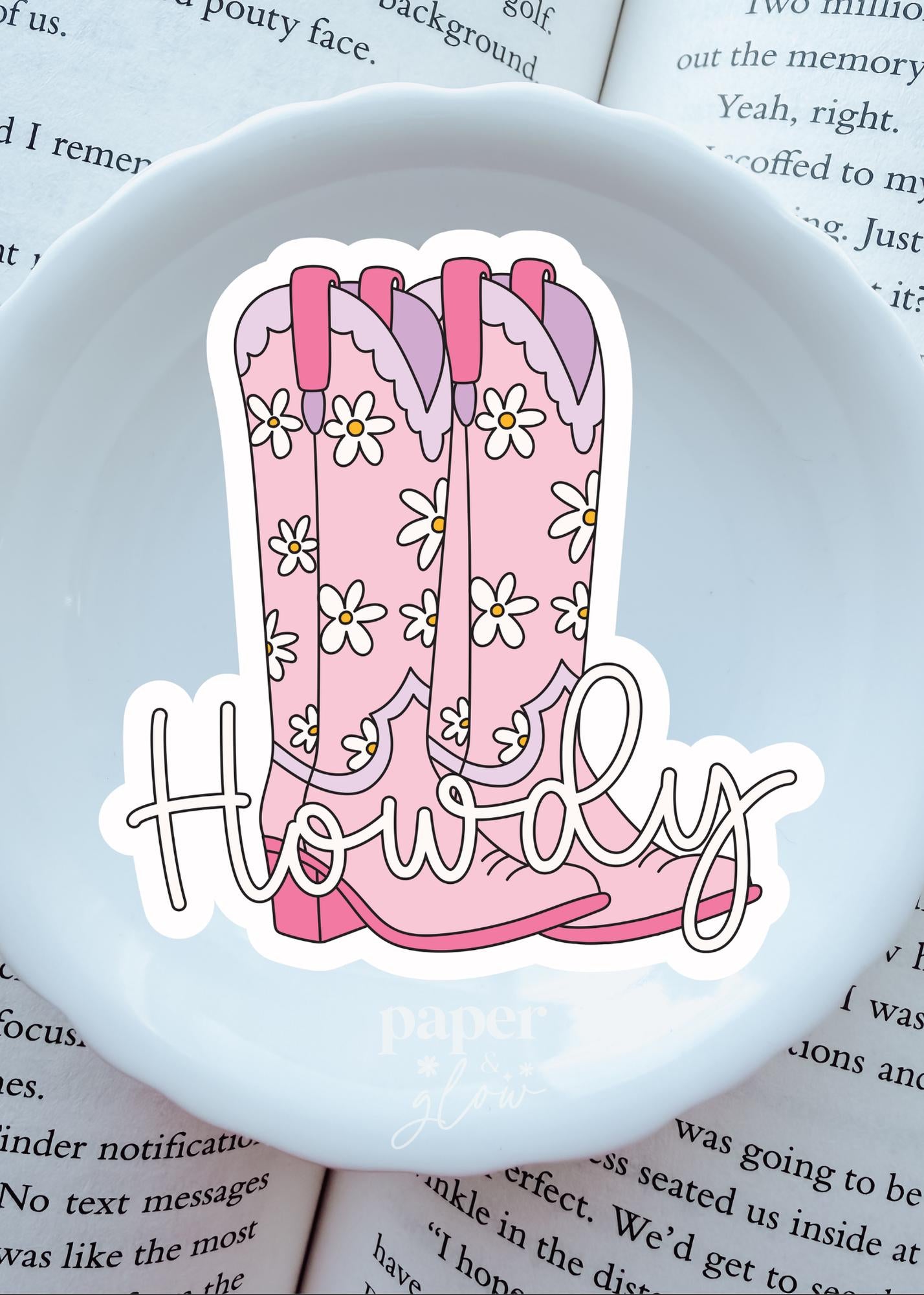 Cowgirl Boot/Howdy Vinyl Sticker | Sold Individually | Paper & Glow