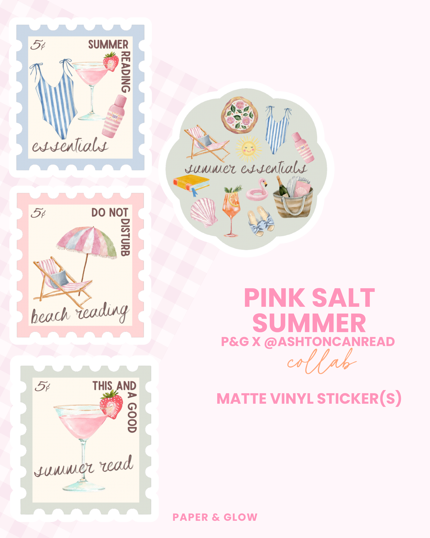 Pink Salt Summer Vinyl Sticker(s) | P&G x @ASHTONCANREAD Collab