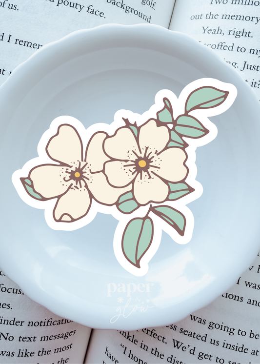 White Florals Matte Vinyl Sticker