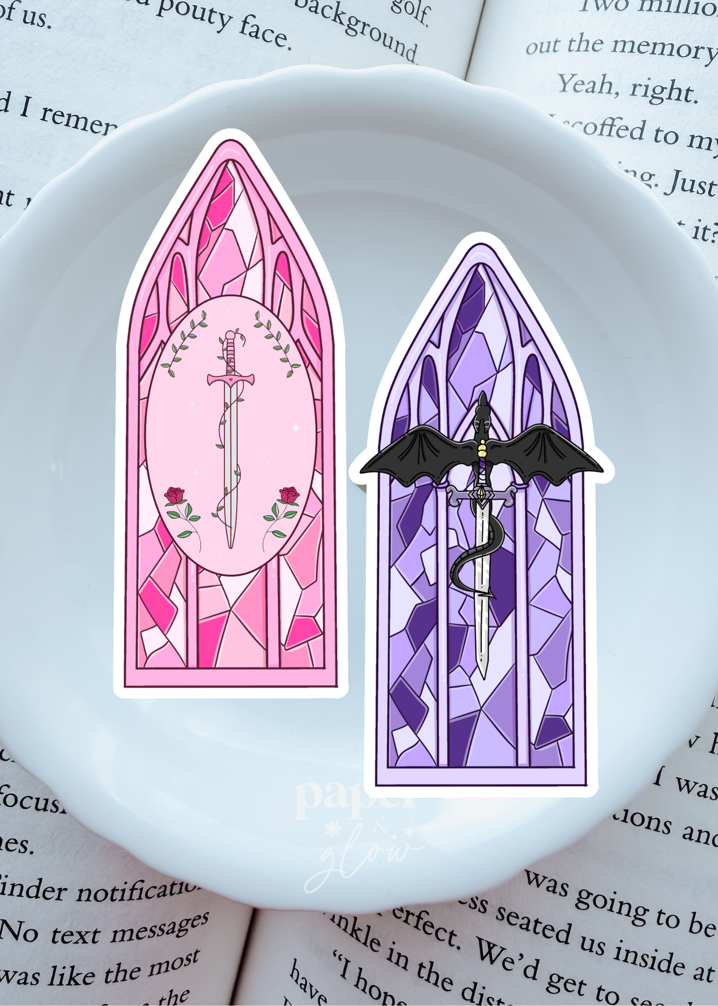 Stained Glass Fantasy Vinyl Sticker | 2 Color Options | Paper & Glow