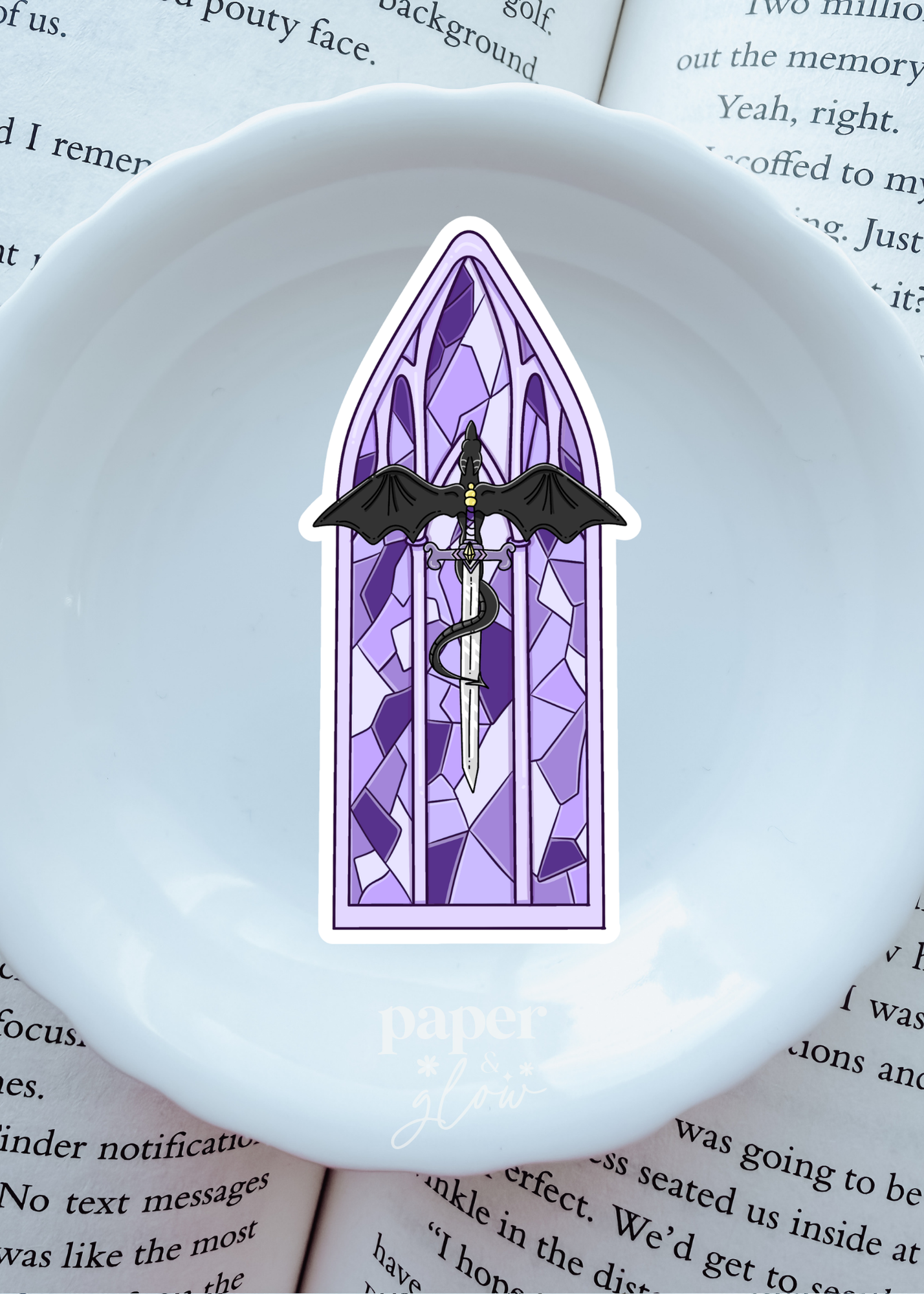 Stained Glass Fantasy Vinyl Sticker | 2 Color Options | Paper & Glow