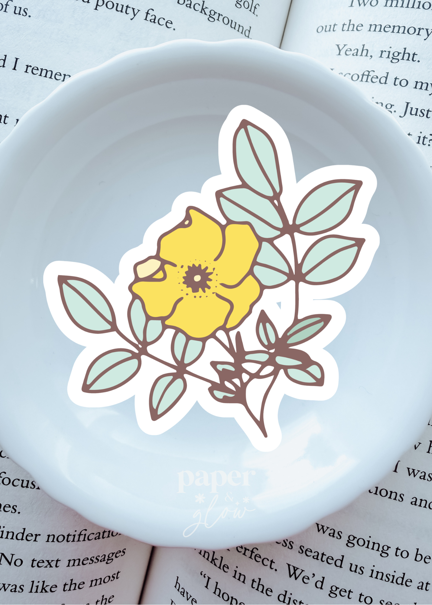 Yellow Florals Matte Vinyl Sticker