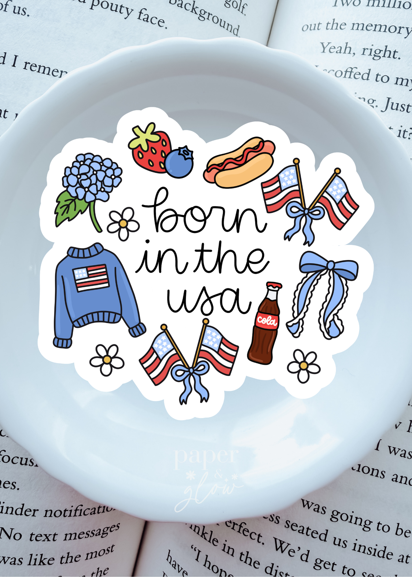 Born in the USA Vinyl Sticker | Paper and Glow