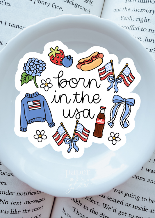 Born in the USA Vinyl Sticker | Paper and Glow