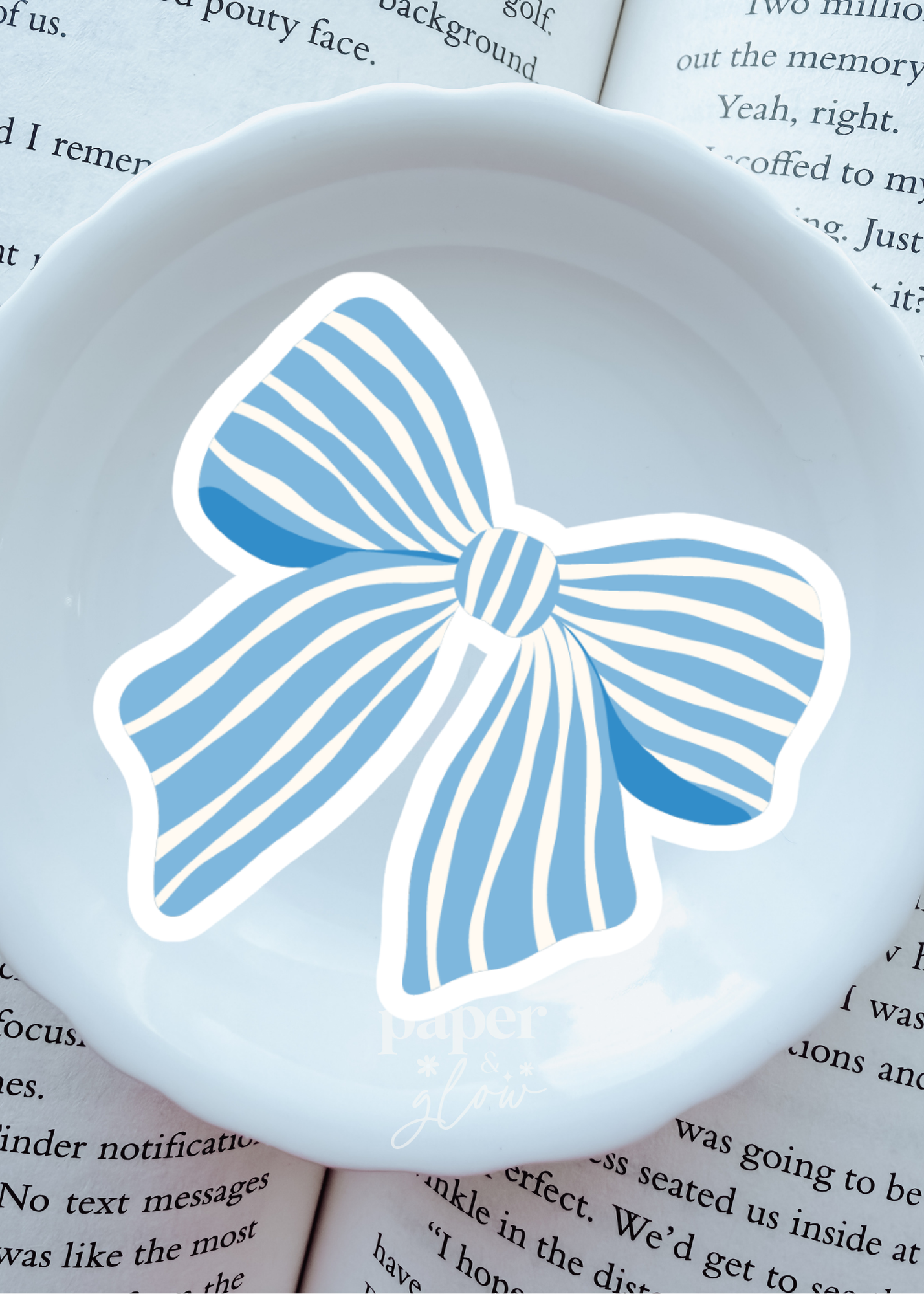 Blue & White Bow Vinyl Sticker