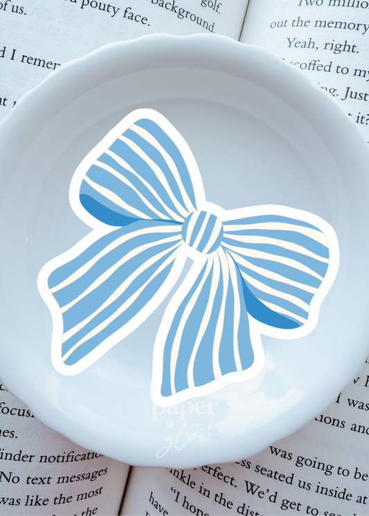 Blue & White Bow Vinyl Sticker