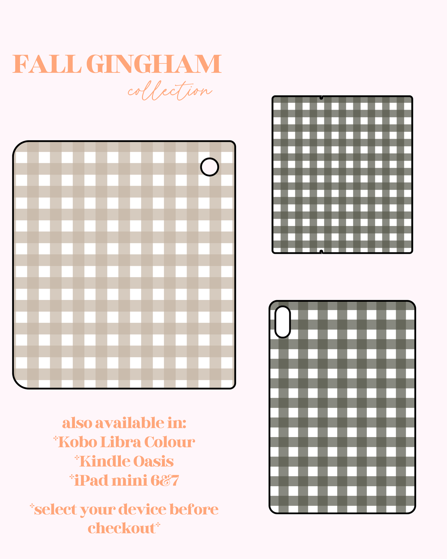 Fall Gingham E-Reader Insert(s)