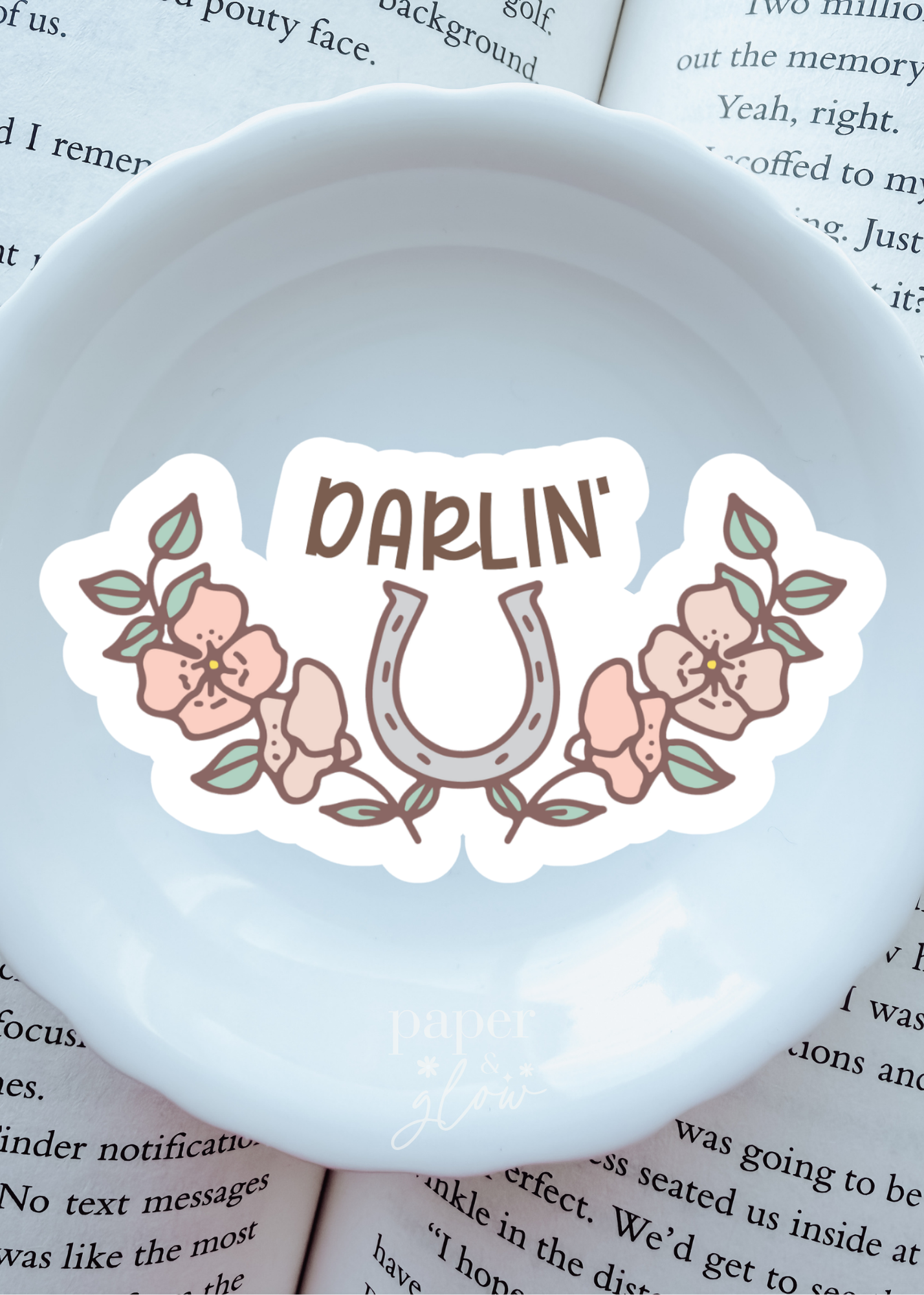 "Darlin'" Horseshoe Matte Vinyl Sticker