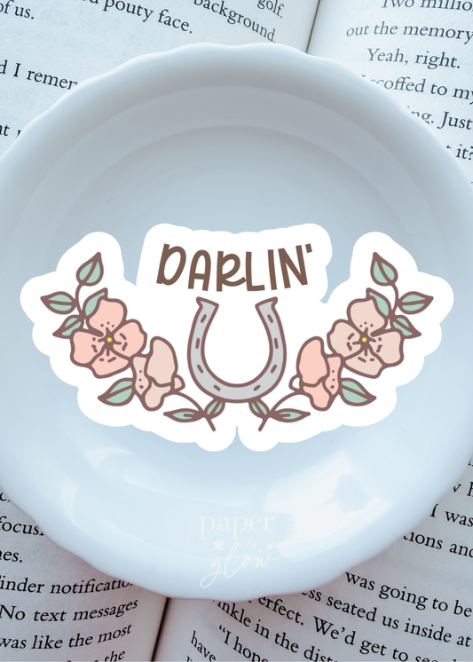 "Darlin'" Horseshoe Matte Vinyl Sticker