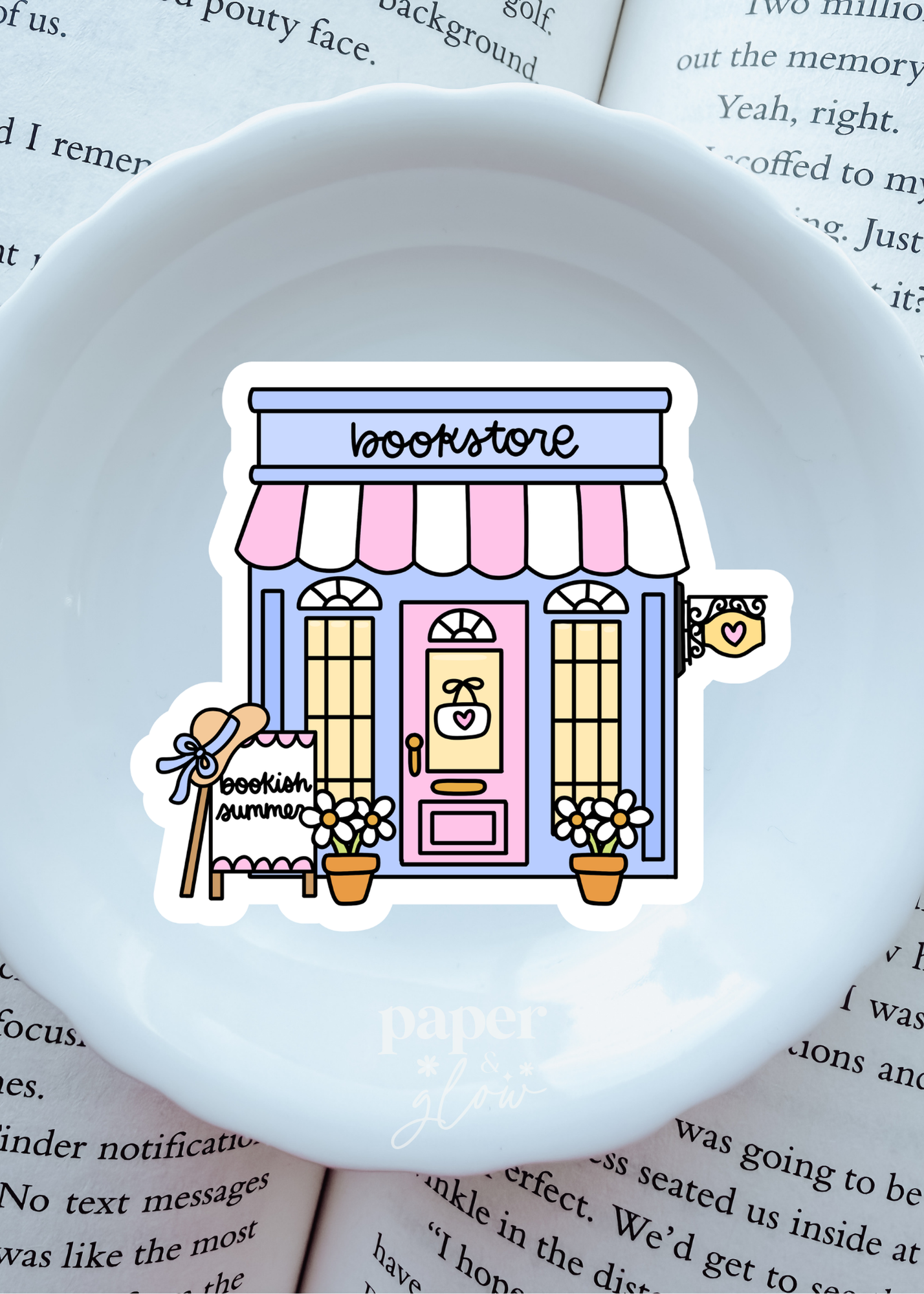 Summer Bookstore Vinyl Sticker | Paper and Glow