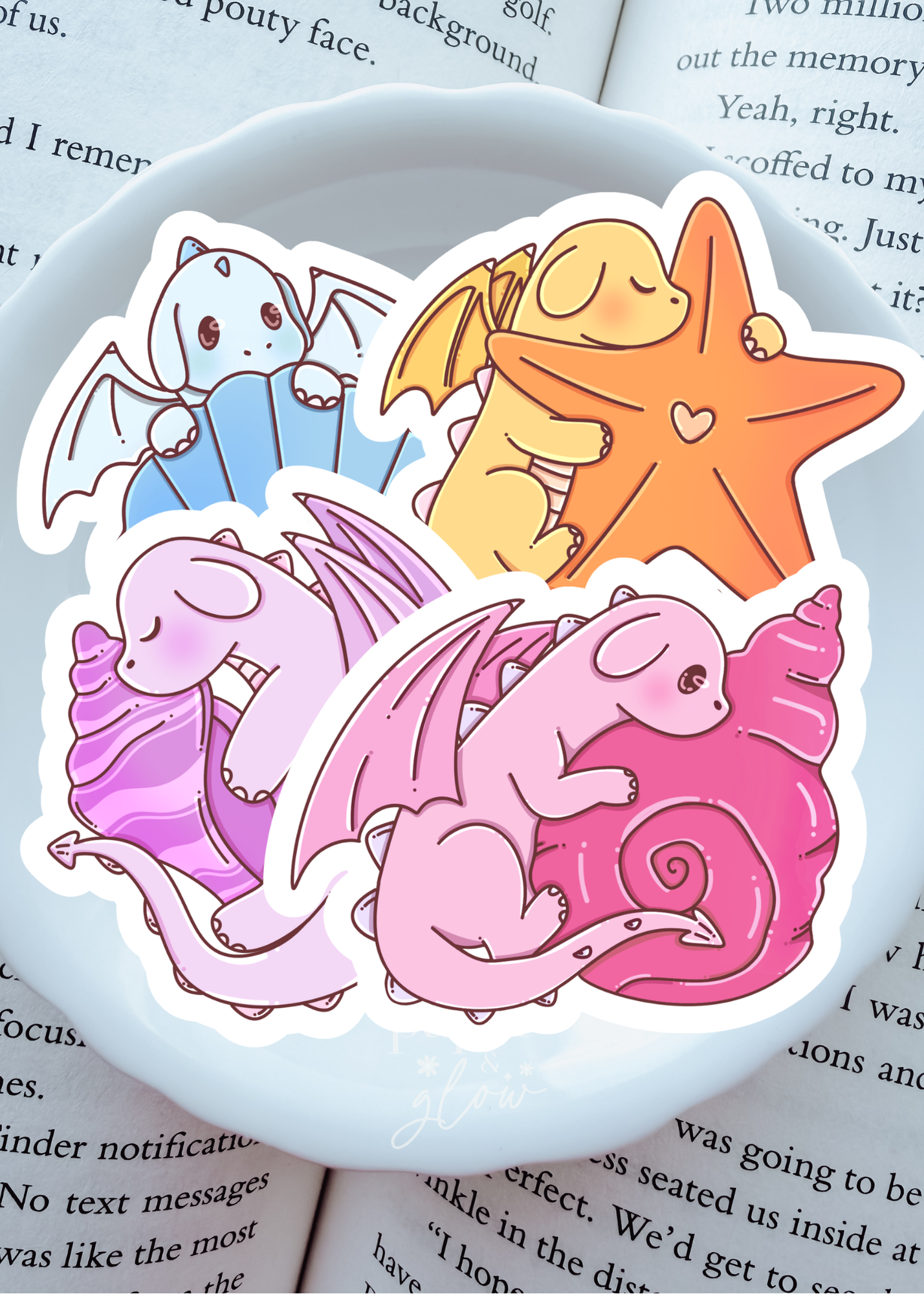 Seashell Dragons Vinyl Sticker(s) | Paper and Glow