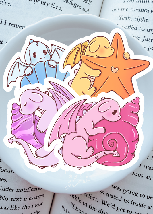 Seashell Dragons Vinyl Sticker(s) | Paper and Glow