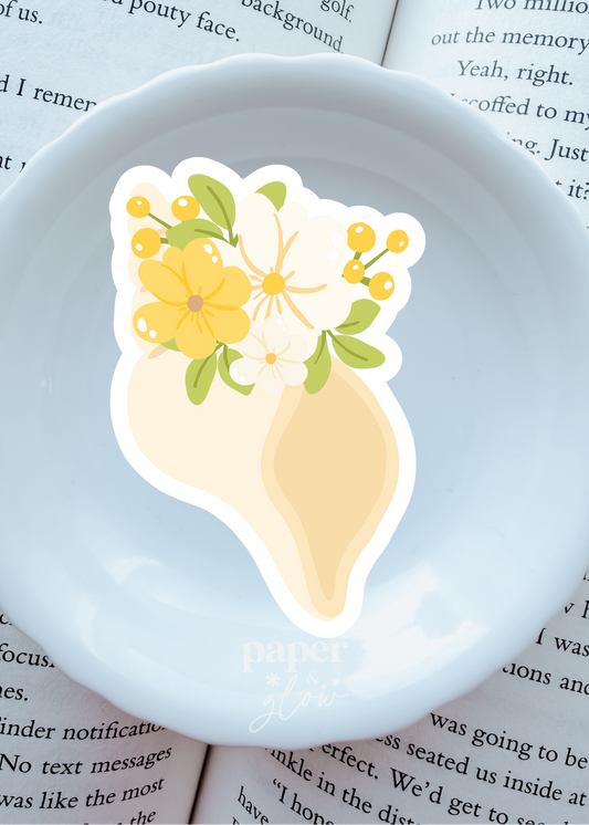 Seashells & Florals Vinyl Sticker