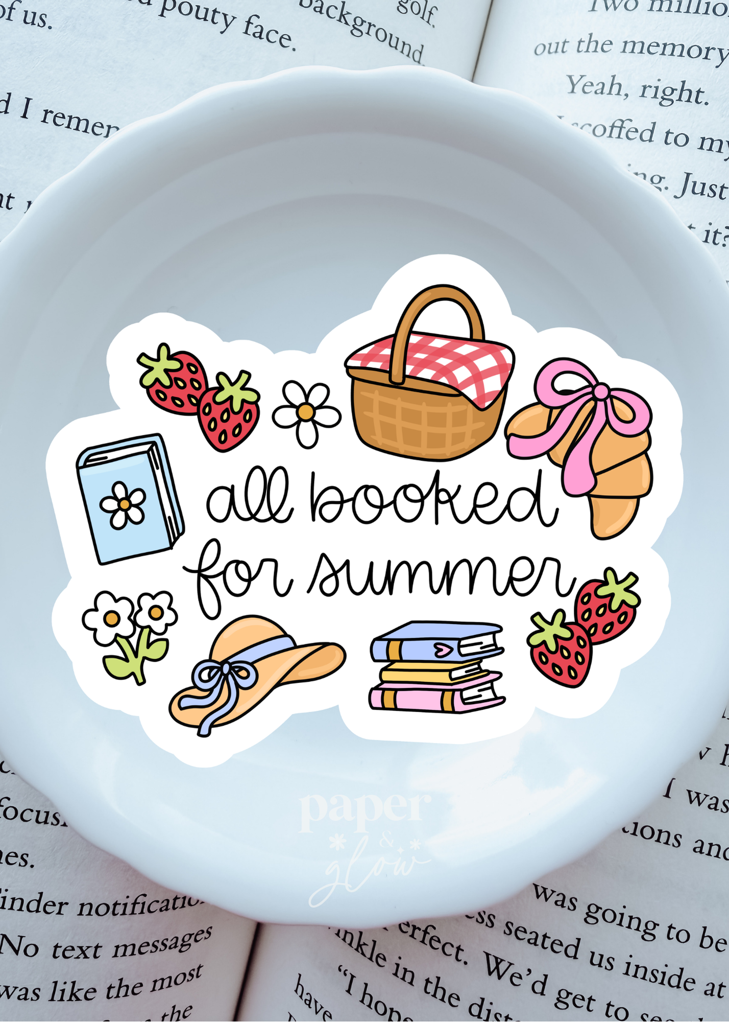 All Booked for Summer Vinyl Sticker(s) | Sold Individually | Paper and Glow