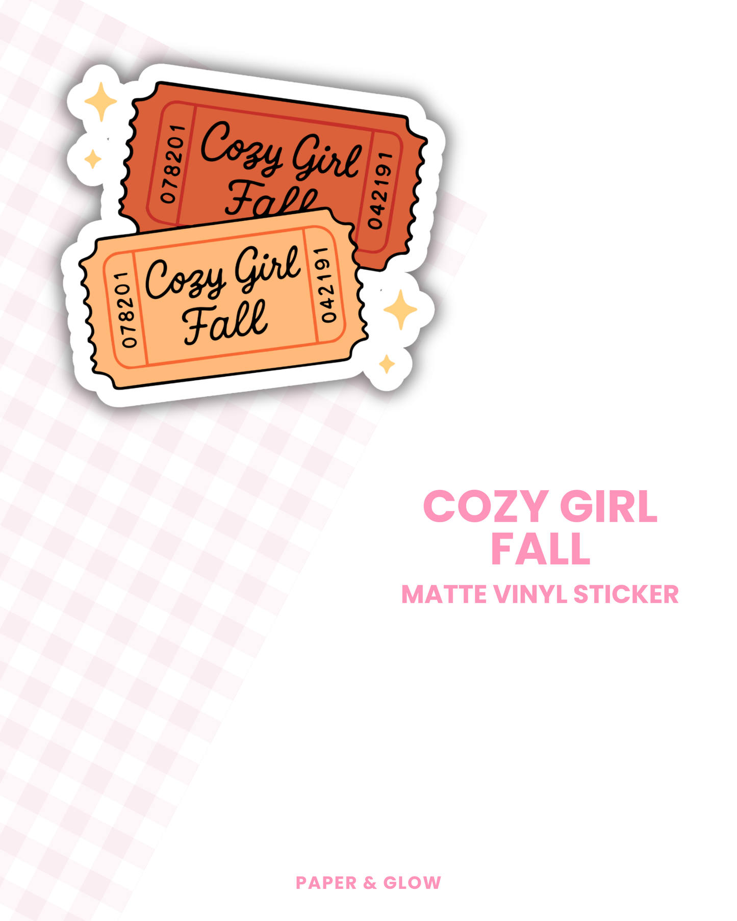 Cozy Girl Fall Ticket Vinyl Sticker