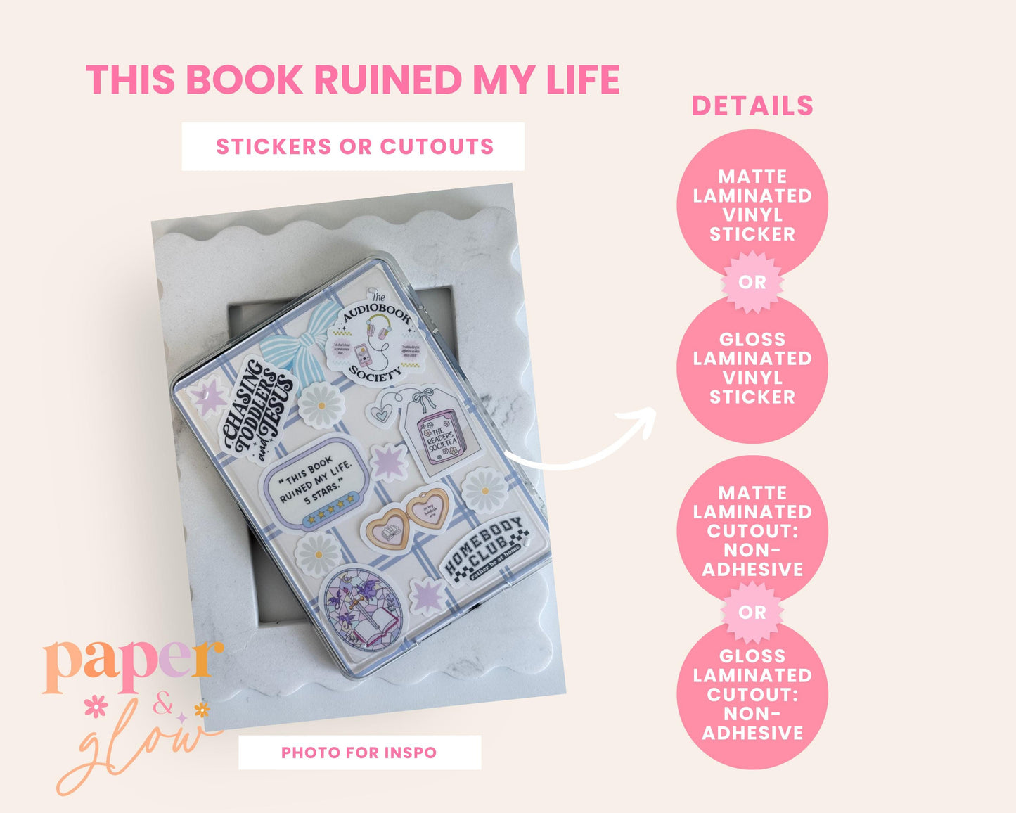 This Book Ruined My Life Vinyl Sticker | Paper & Glow