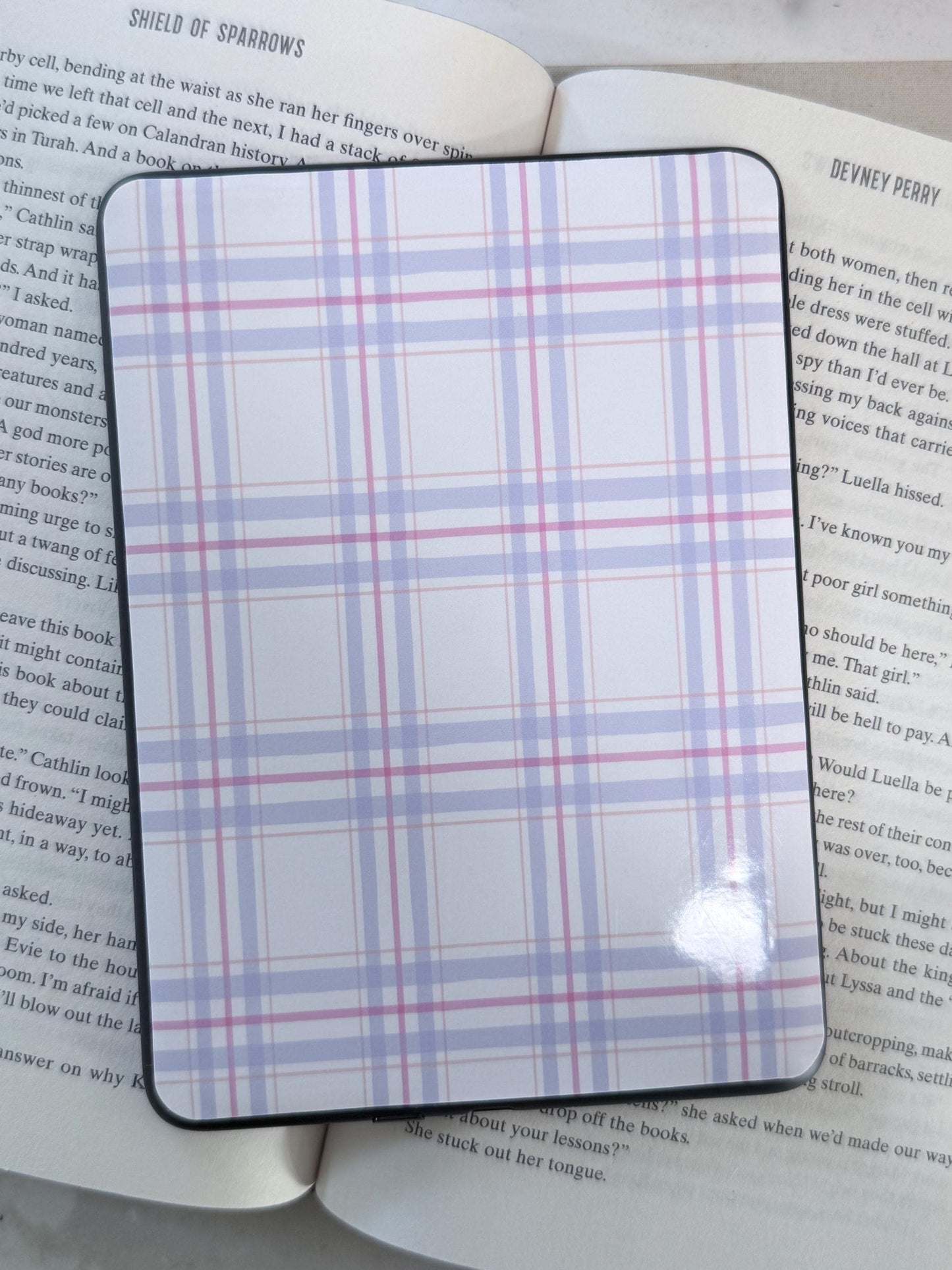 E-Reader Skin | Lilac Plaid | Cute Bookish E-Reader Skin | Paper & Glow