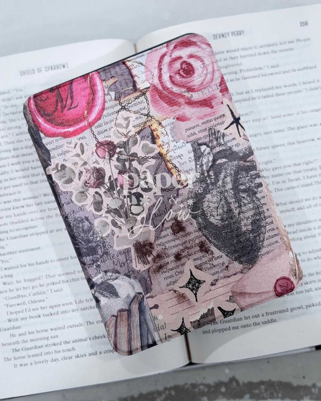 Enchanted Rose Kindle Case | Hardcover Kickstand Case with Removable Front | Romantasy Bookish Collage | Paper & Glow