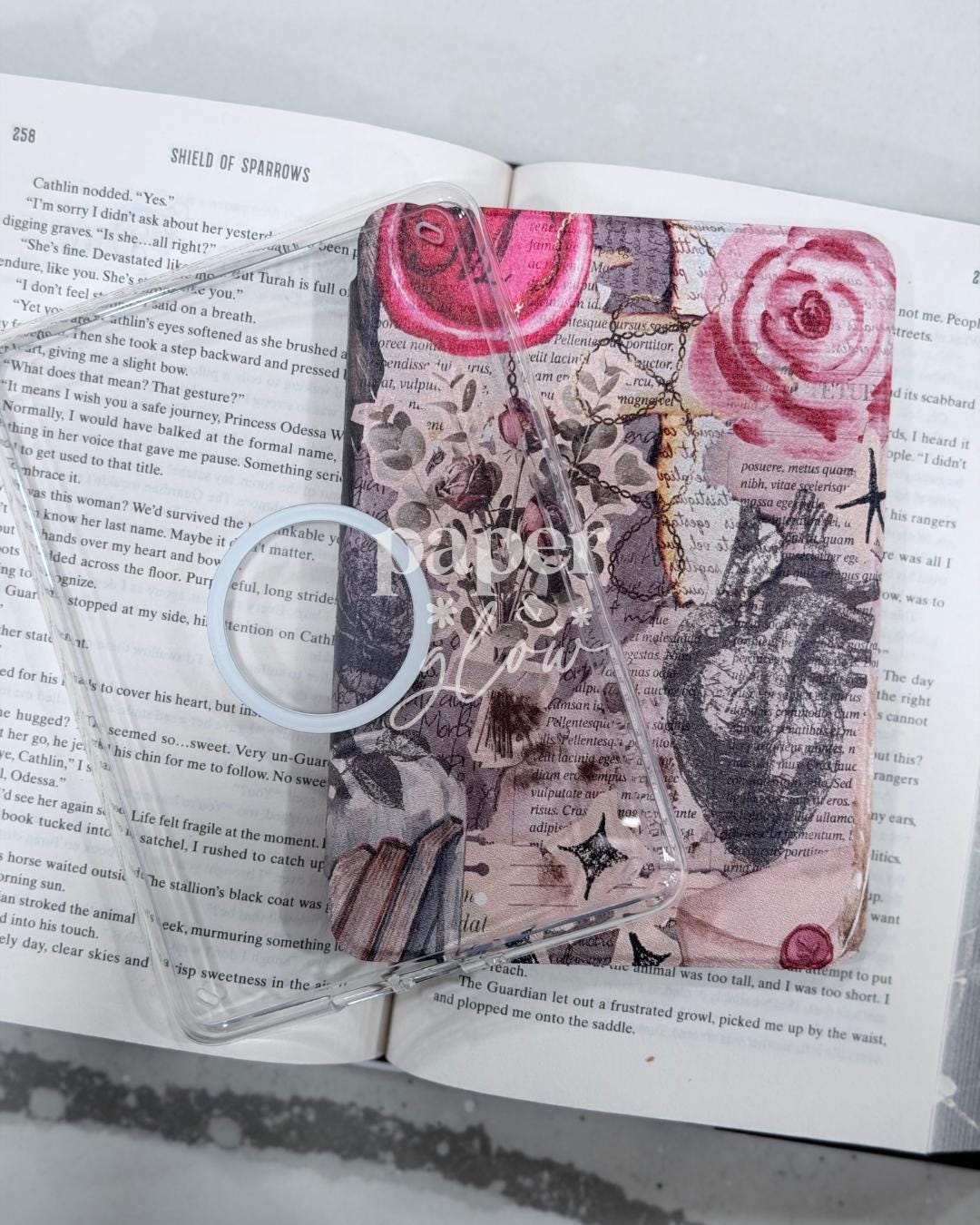 Enchanted Rose Kindle Case | Hardcover Kickstand Case with Removable Front | Romantasy Bookish Collage | Paper & Glow