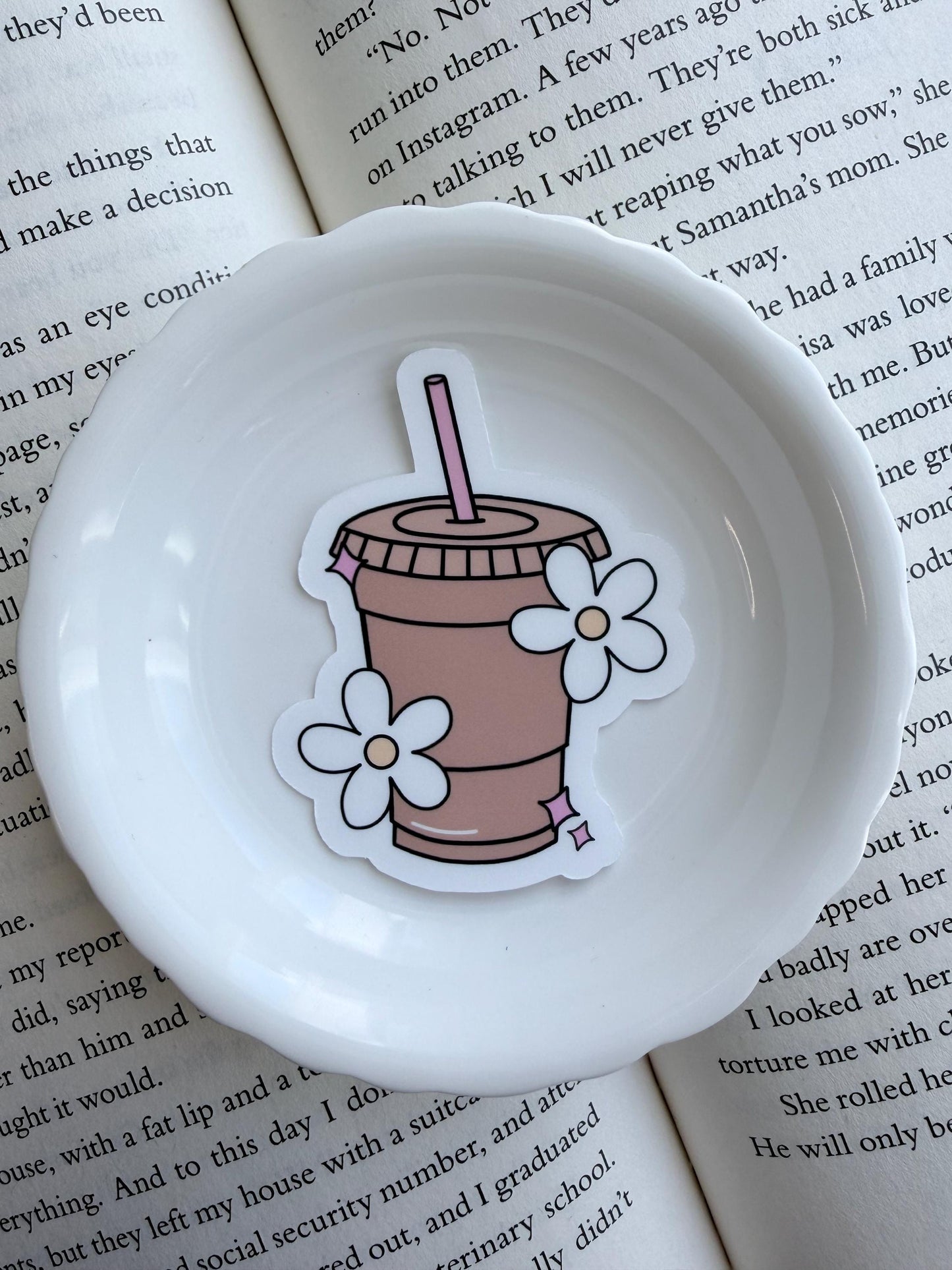 Daisy Coffee Vinyl Sticker | Paper & Glow