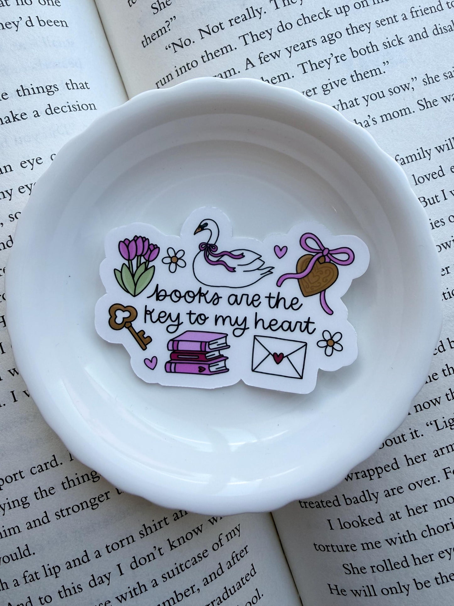 Books Are The Key To My Heart Vinyl Sticker | Paper and Glow