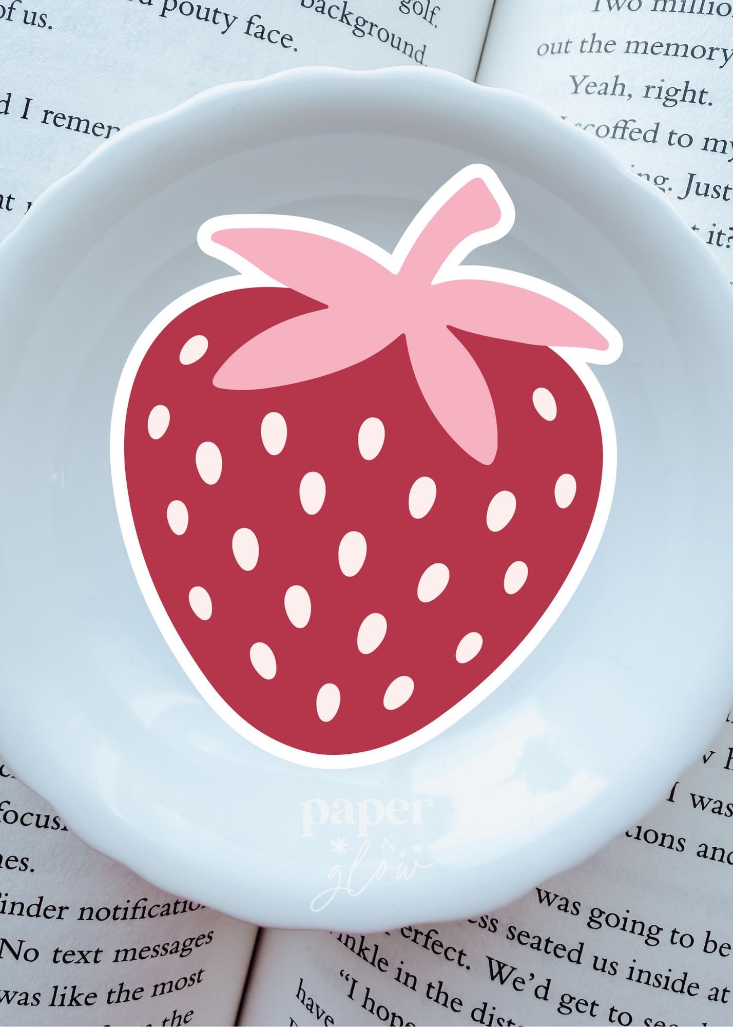 Cutie Strawberry Vinyl Sticker | Paper and Glow