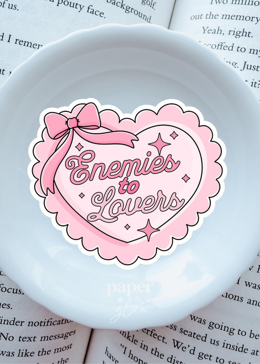 Enemies to Lovers Scalloped Heart Vinyl Sticker | Paper & Glow