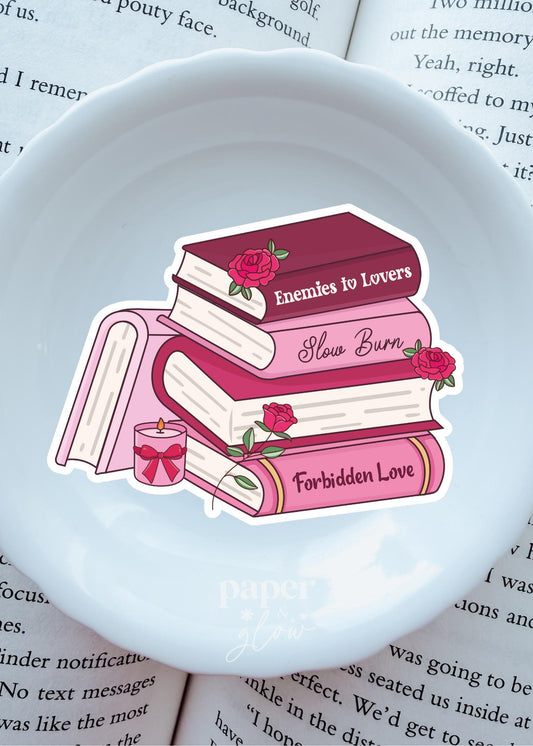 Romance Book Stack Vinyl Sticker | Paper & Glow