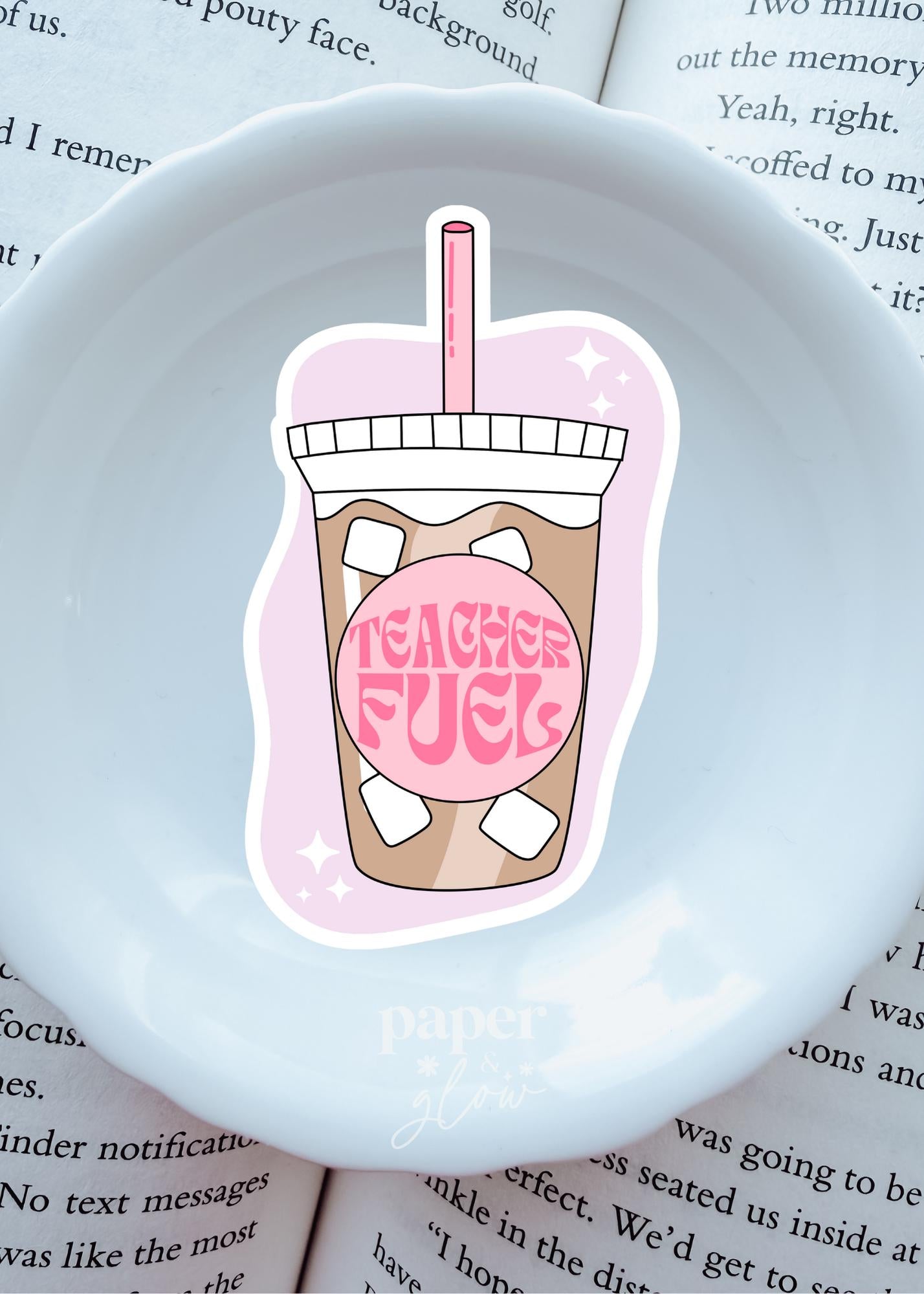 Pink Teacher Fuel Vinyl Sticker | Paper and Glow