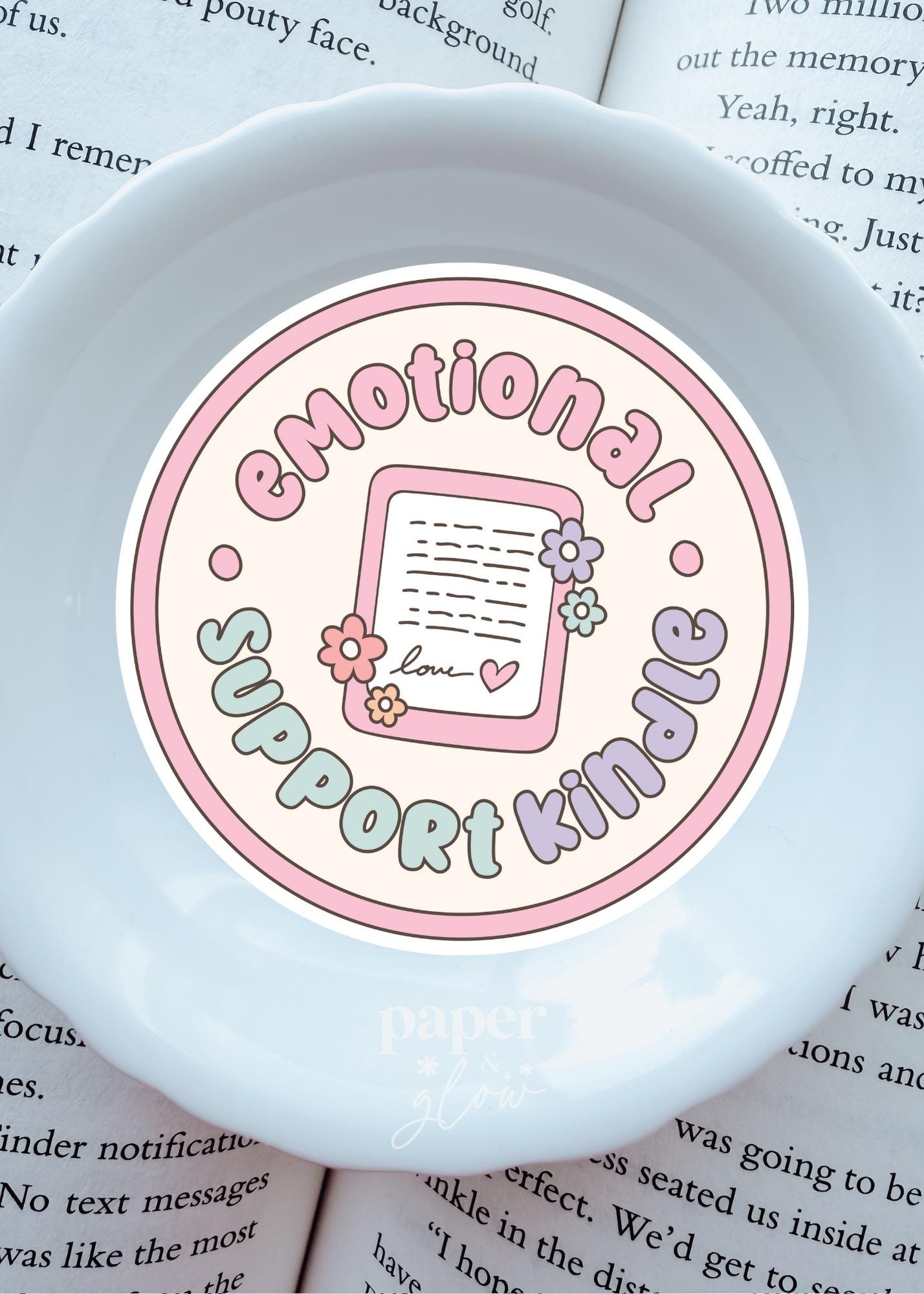 Emotional Support Kindle Vinyl Sticker | Paper and Glow