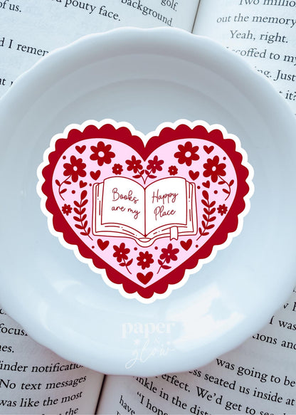 Books are my Happy Place Hearts Vinyl Sticker | Paper and Glow