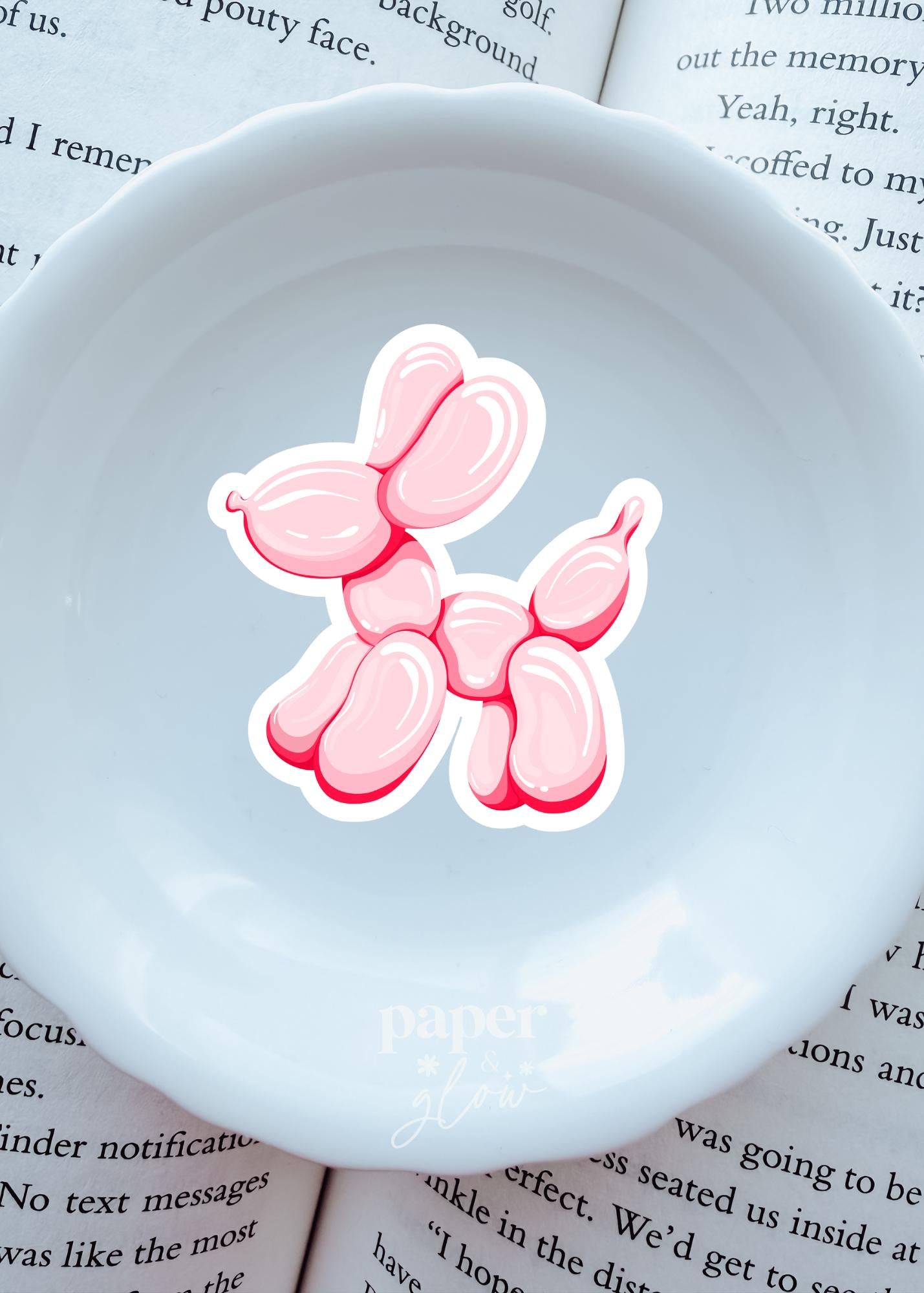 Pink Balloon Dog Vinyl Sticker | Paper & Glow