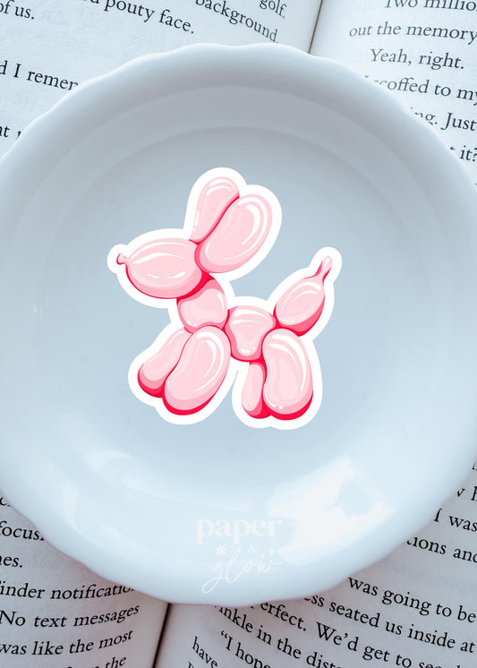 Pink Balloon Dog Vinyl Sticker | Paper & Glow