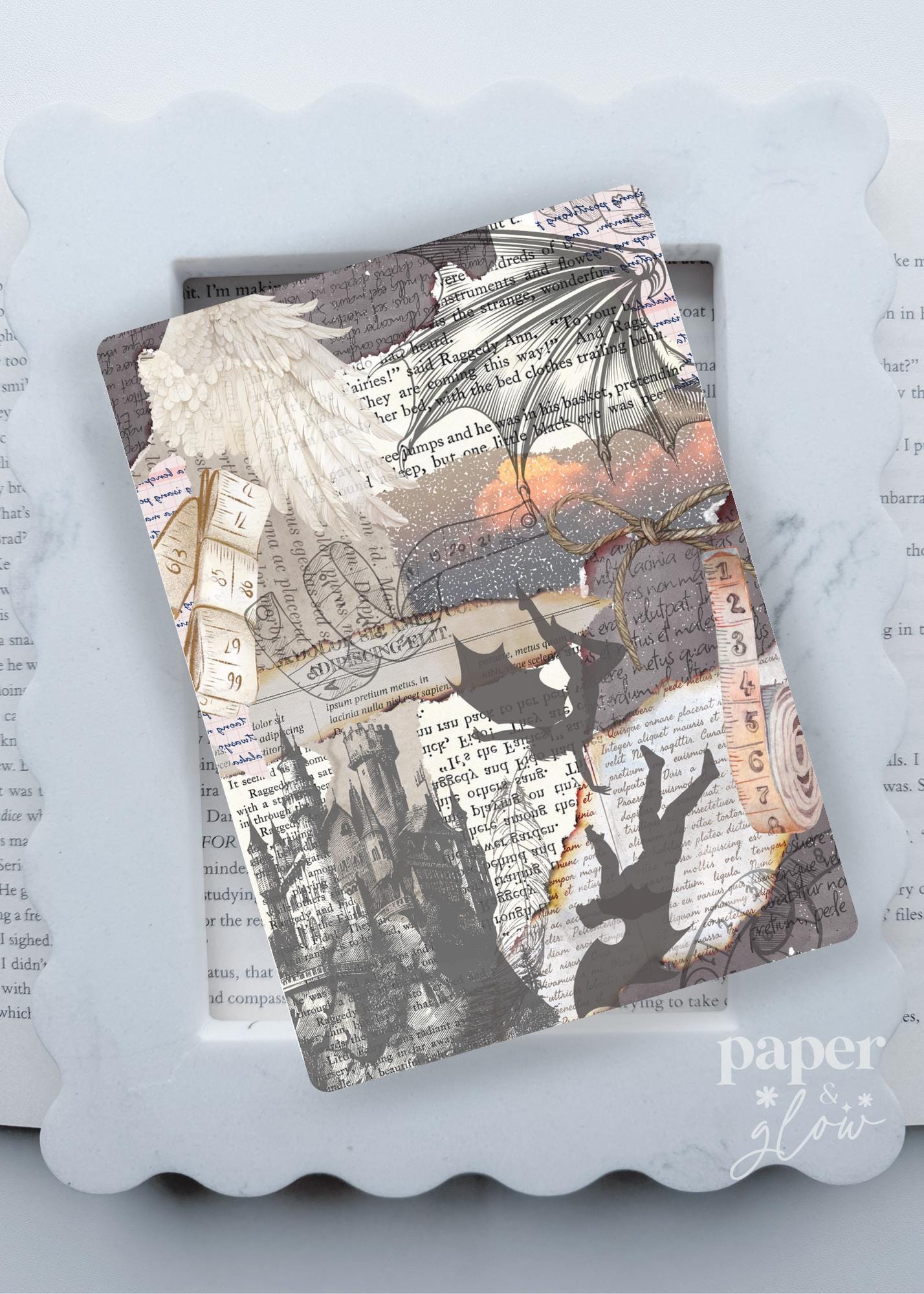 Beige Fantasy Scrapbook E-Reader Insert | Paper & Glow