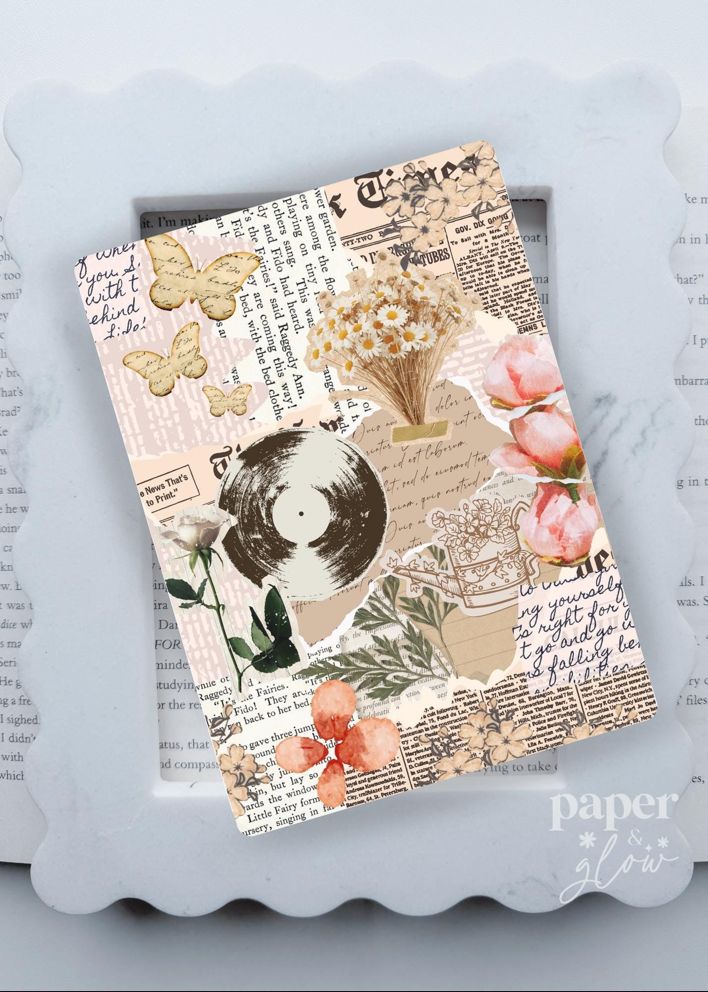 Vintage Scrapbook Kindle Inserts | Paper & Glow