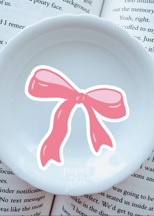 Pink Bow Vinyl Sticker | Paper & Glow