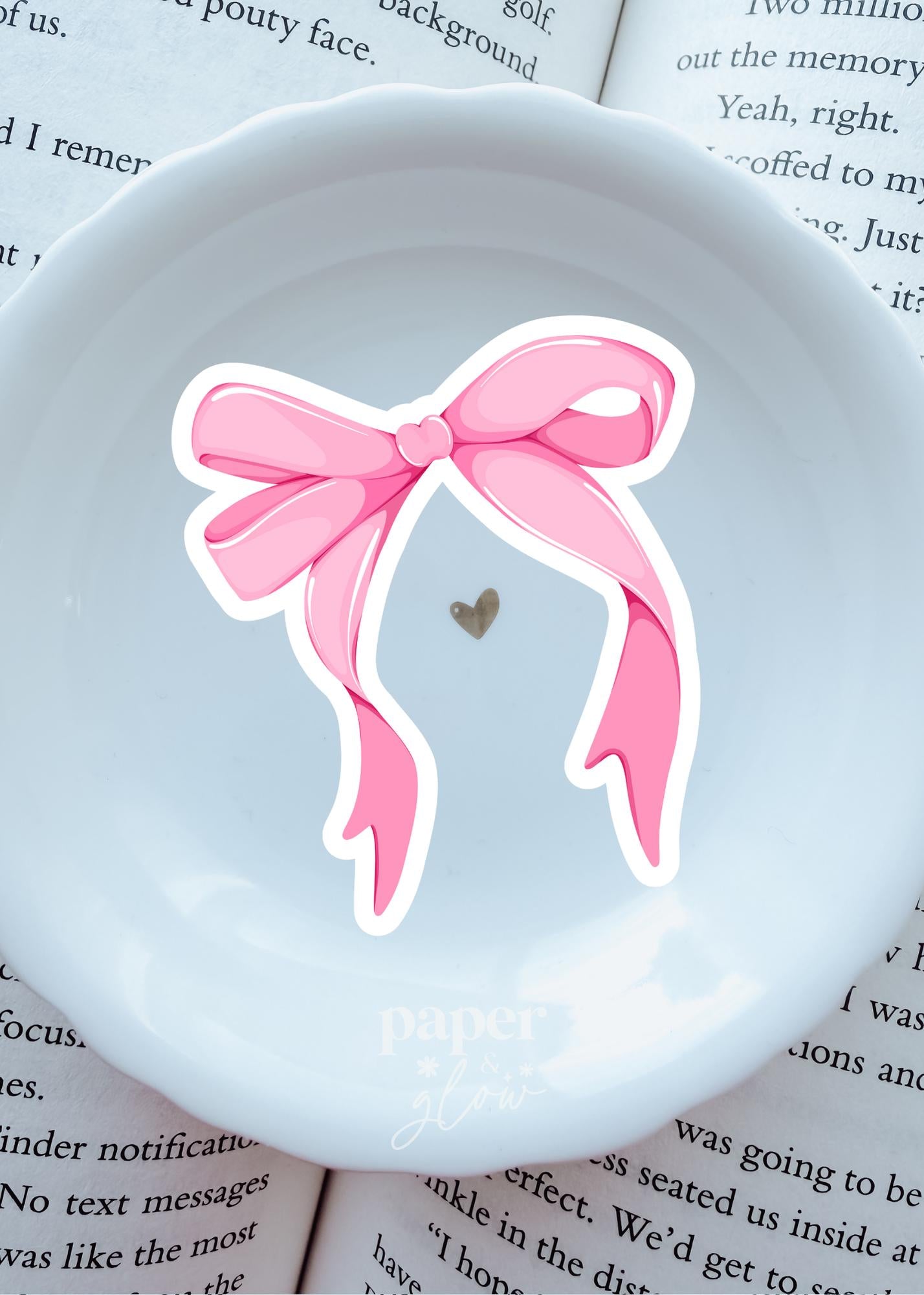 Pink Ribbon Bow Vinyl Sticker | Paper and Glow