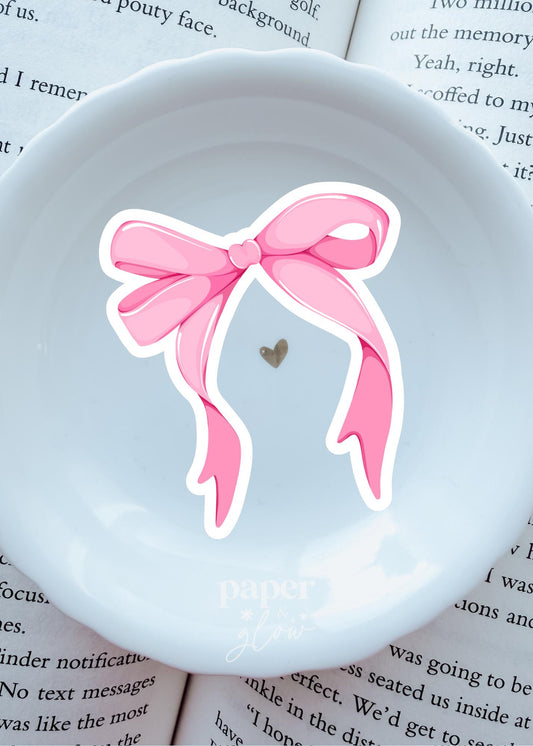 Pink Ribbon Bow Vinyl Sticker | Paper and Glow