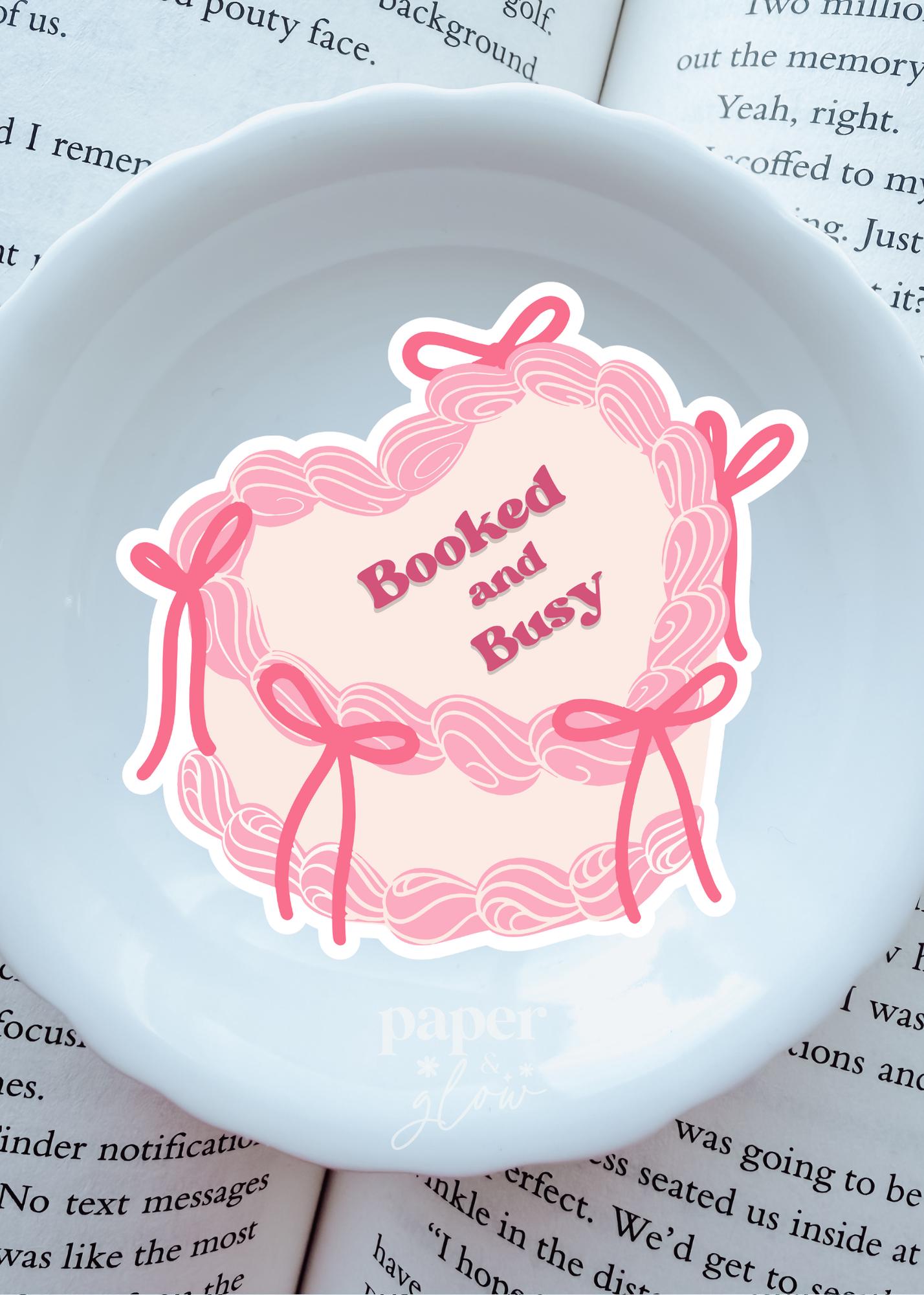 Booked and Busy Cake Vinyl Sticker | Paper & Glow