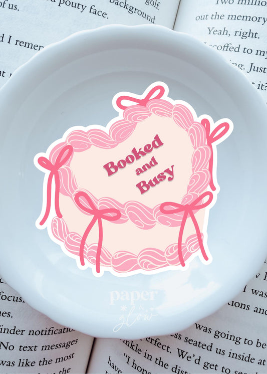 Booked and Busy Cake Vinyl Sticker | Paper & Glow