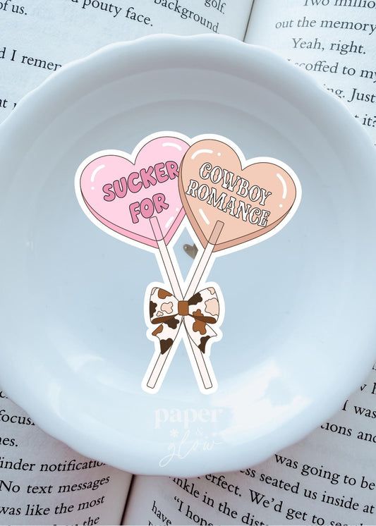 Sucker for Cowboy Romance Vinyl Sticker | Paper and Glow