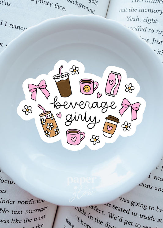 Beverage Girly Vinyl Sticker | Paper and Glow