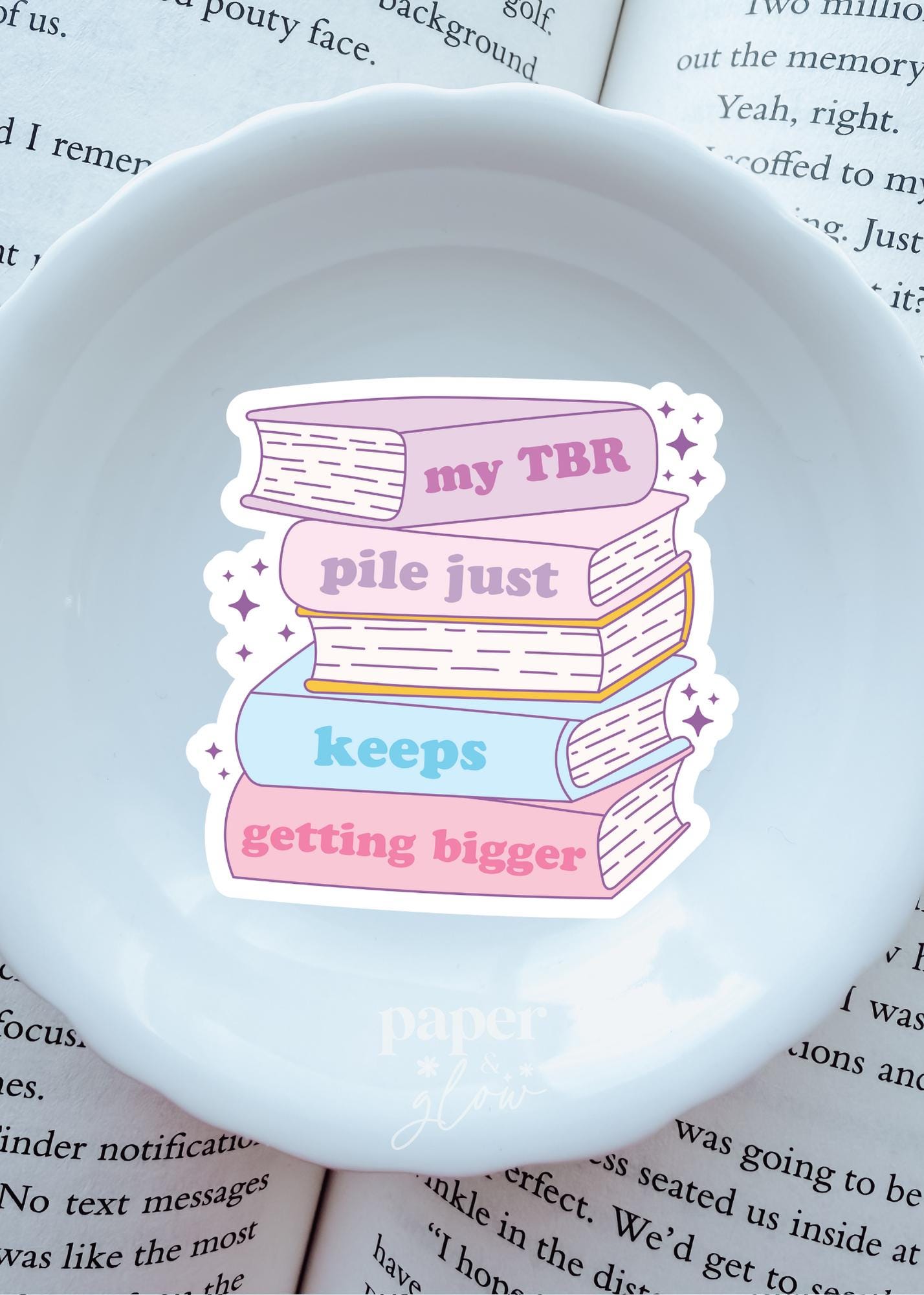 TBR Keeps Getting Bigger Vinyl Sticker | Paper and Glow