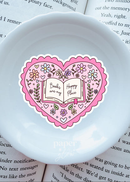 Books are my Happy Place Hearts Vinyl Sticker | Paper and Glow