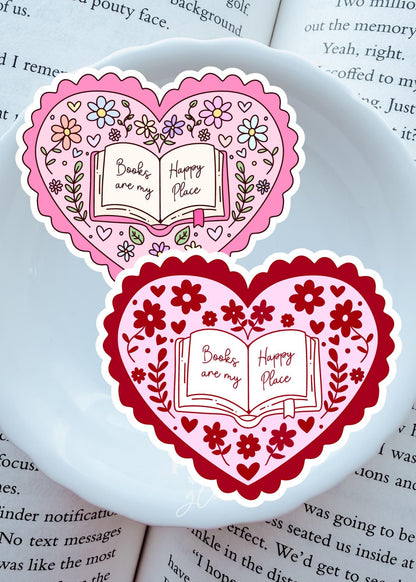 Books are my Happy Place Hearts Vinyl Sticker | Paper and Glow